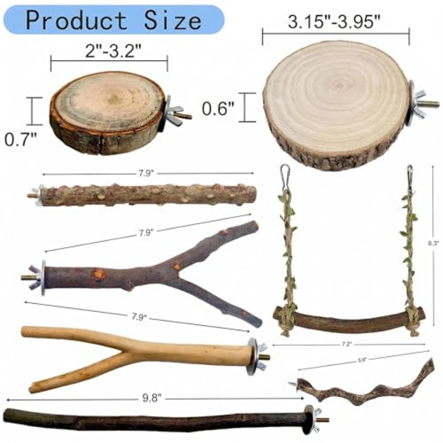 8PCS natural wood bird perches - Health & Wellness Festival 评论和价格